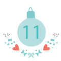 Illustration of a Christmas bauble with the number 11 on it