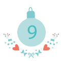 Illustration of a Christmas bauble with the number 9 on it