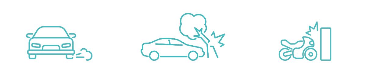 Trio of road and car related icons